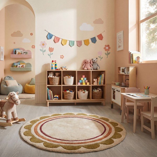 Covor în culoare naturală țesut manual rotund din lână ø 120 cm Lois – Flair Rugs-image-2