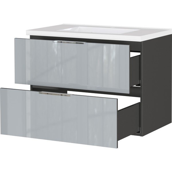 Dulap sub chiuvetă gri suspendat cu aspect lucios 81x61 cm Celano – Germania-image-3
