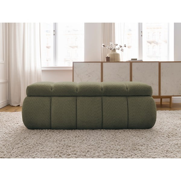 Bancă verde cu tapițerie din țesătură bouclé – Bobochic Paris-image-4