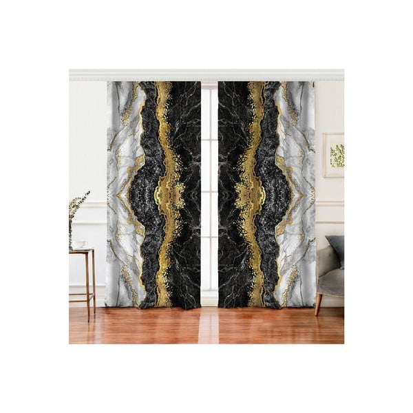 Draperii negre-aurii 2 buc. 140x260 cm – Mila Home-image-1