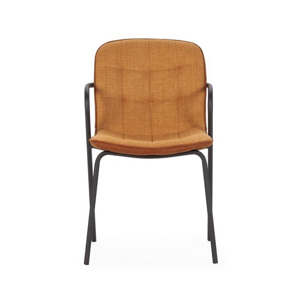 Scaun de dining teracotă cu cotiere tapițat Angie – Marckeric-image-2