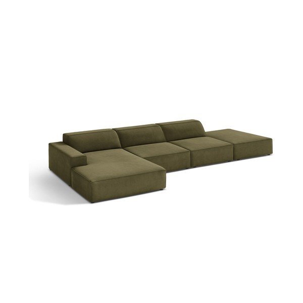 Colțar modular kaki cu tapițerie din catifea (cu colț pe partea stângă/cu șezlong) Jodie – Micadoni -image-2