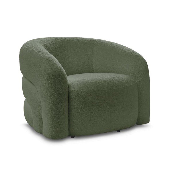 Fotoliu verde pivotant cu tapițerie din țesătură bouclé Elina – Bobochic Paris
