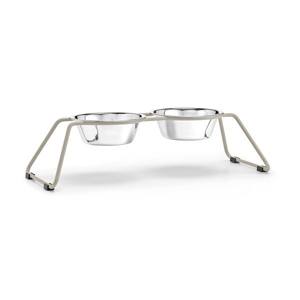 Set boluri cu suport pentru câini din oțel inoxidabil Cena Greige M – MiaCara