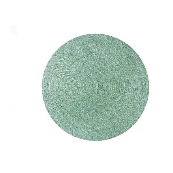 Covor din iută Linen Rug Circle Green, ⌀ 140 cm