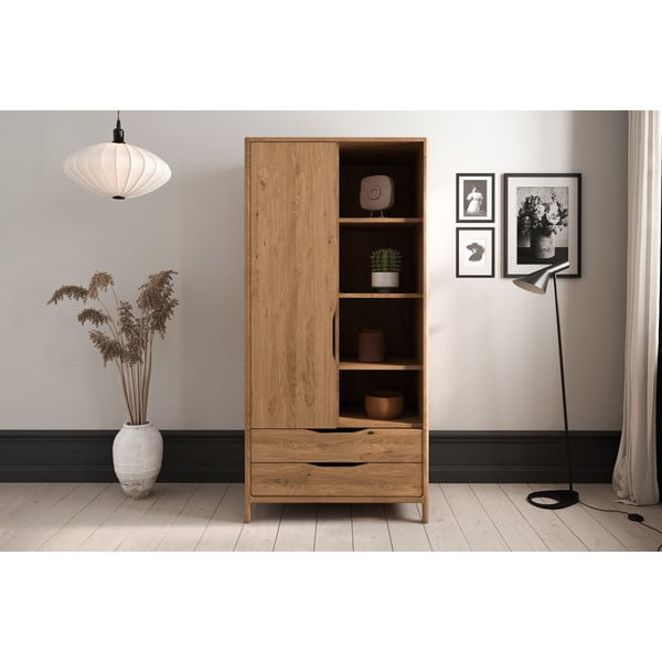 Șifonier în culoare naturală din lemn   de stejar 90x188 cm Twig – The Beds-image-3