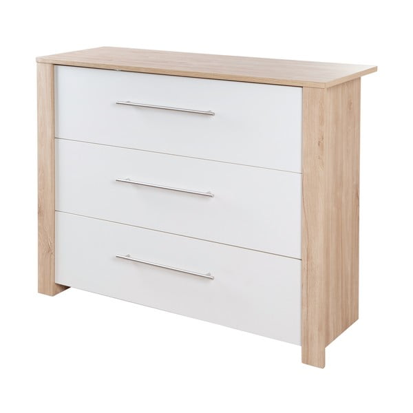 Comodă de copii albă/în culoare naturală joasă cu aspect de lemn de stejar cu masă de schimbat 112x98 cm – Roba-image-2