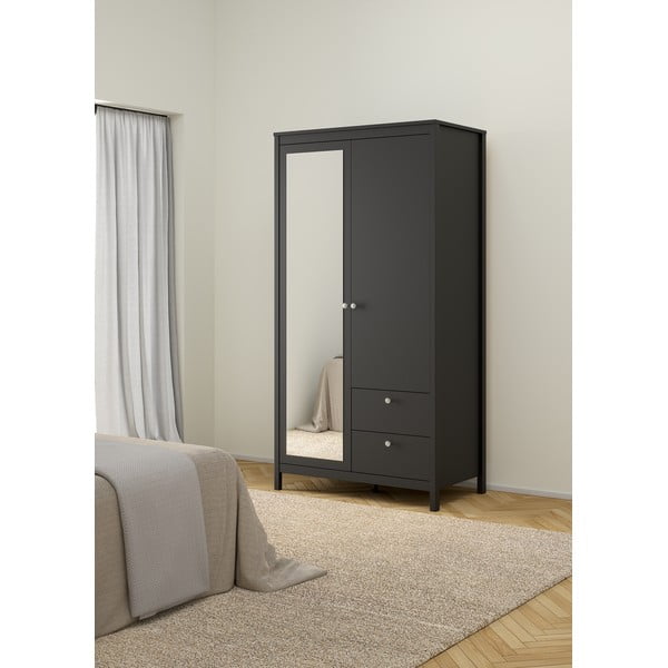 Șifonier negru cu oglindă 102x199x58 cm Madrid – Tvilum-image-3