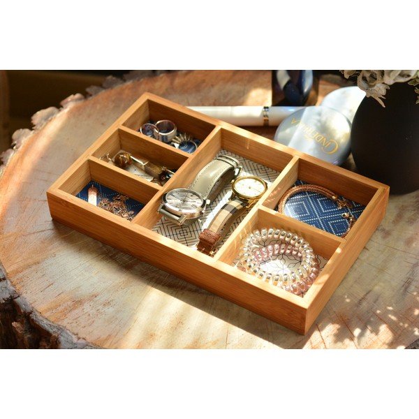 Cutie din bambus pentru bijuterii Bambum Boxy, 6 compartimente-image-1