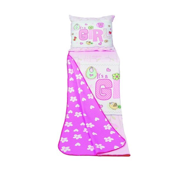 Set pătură și față de pernă  pentru copii roz 85x125 cm – OYO kids