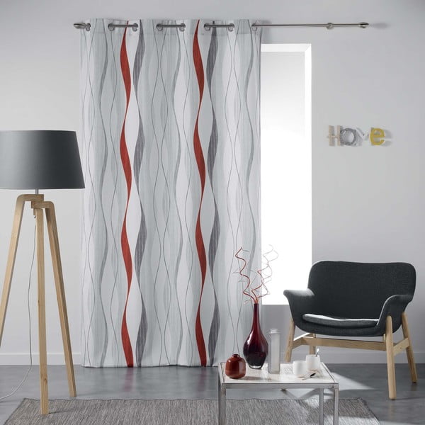Draperie roșie/albă 140x260 cm Ondulys – douceur d'intérieur-image-2