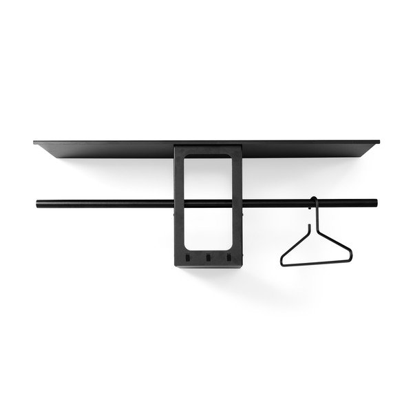 Cuier de perete negru cu raft din oțel 100 cm Luno Small – Spinder Design-image-2