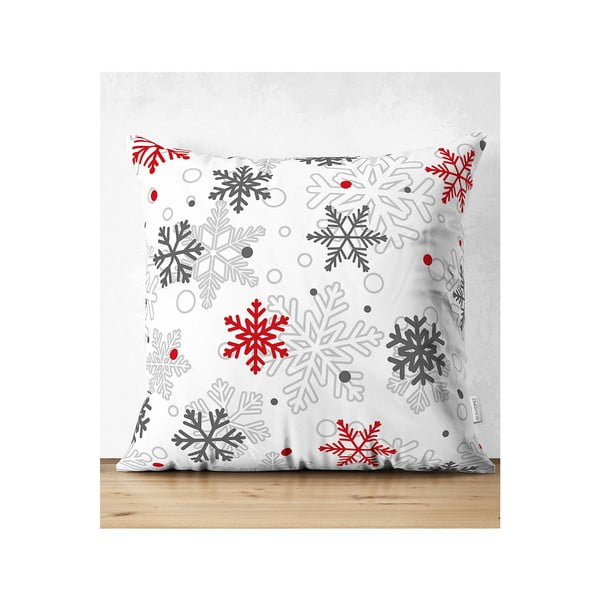 Set 4 fețe de pernă și un napron de masă cu model de Crăciun Minimalist Cushion Covers Red Christmas-image-2
