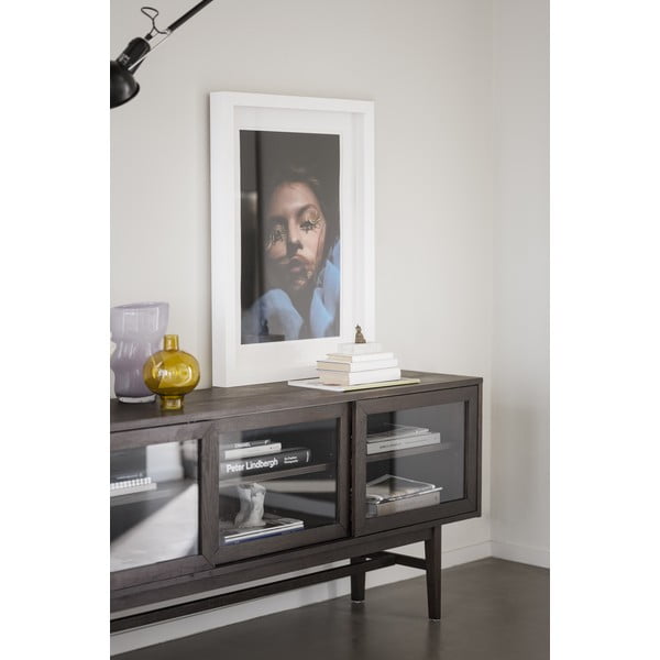 Vitrină maro cu aspect de lemn de stejar cu ușă glisantă 170x75 cm Hazelton – Rowico-image-3