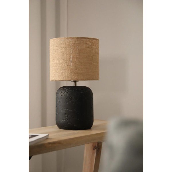 Veioză negru-natural cu abajur din iută (înălțime 32,5 cm) Montagna – Markslöjd-image-3