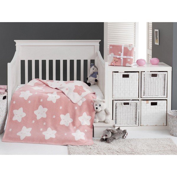 Pătură pentru copii roz din polar, fleece 100x120 cm Star – Mijolnir-image-1
