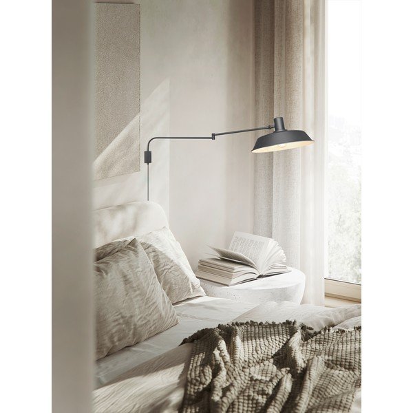 Aplică de perete negru-mat cu structură flexibilă cu alimentare la priză ø 35,5 cm Bolder – Trio-image-1