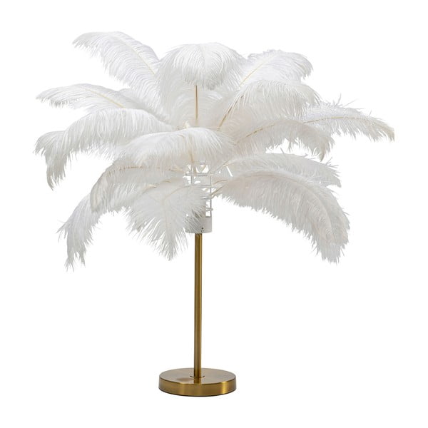 Veioză albă cu abajur dinpene (înălțime 60 cm) Feather Palm – Kare Design