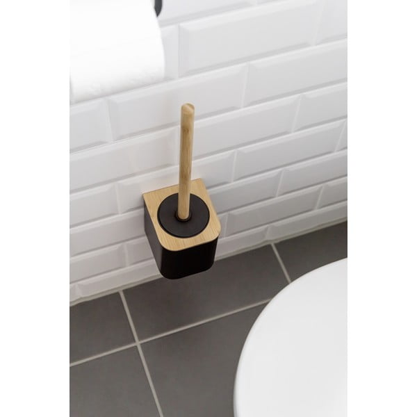 Perie de WC neagră autoadezivă din bambus Bambusa – Wenko-image-1