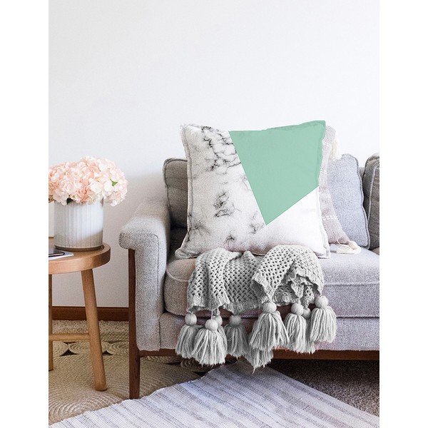 Față de pernă din amestec de bumbac Minimalist Cushion Covers Marble, 55 x 55 cm, gri-verde-image-2