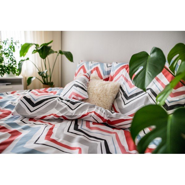 Lenjerie de pat albastră/gri din bumbac satinat pentru pat de o persoană cu 3 piese 140x200 cm Marina – JAHU collections-image-4