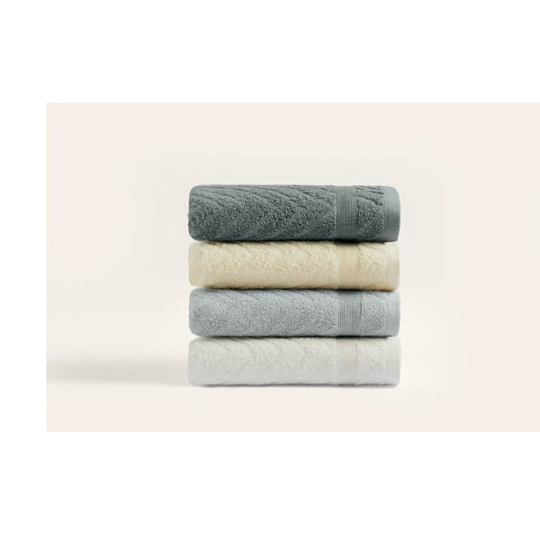 Prosoape galbene-gri 4 buc. din bumbac din frotir 50x90 cm – Foutastic