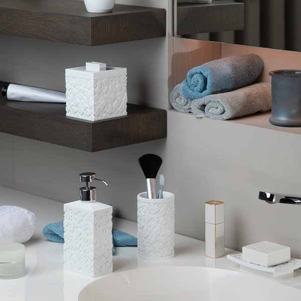 Organizator de baie alb pentru dischete demachiante, din polirășină Agda – Spirella-image-1