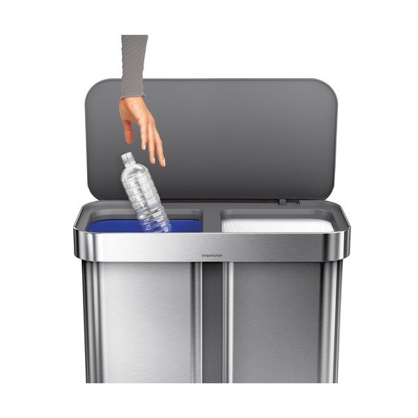 Coș de gunoi argintiu pentru reciclare/cu pedală 34+24 l din oțel – simplehuman-image-1