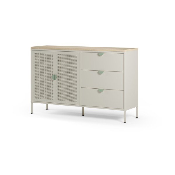 Comodă crem/în culoare naturală din metal 140x90x40 cm Sayla – Marckeric-image-4