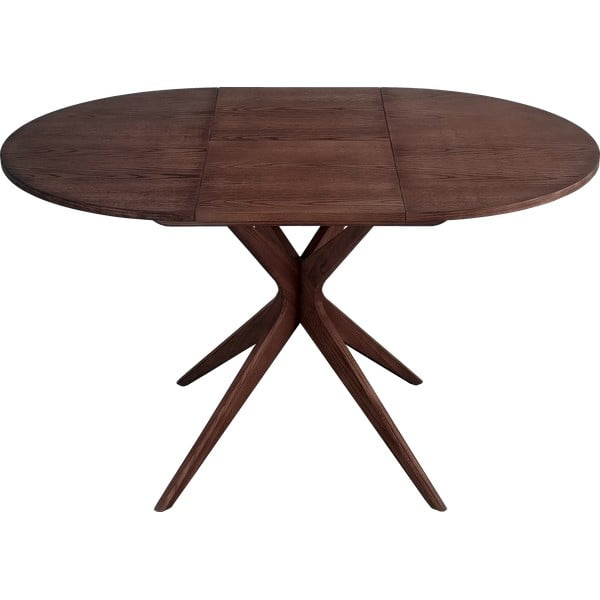 Masă de dining rotundă extensibilă cu aspect de lemn de nuc cu blat suplimentar ø 90 cm Jubi – Ragaba-image-1