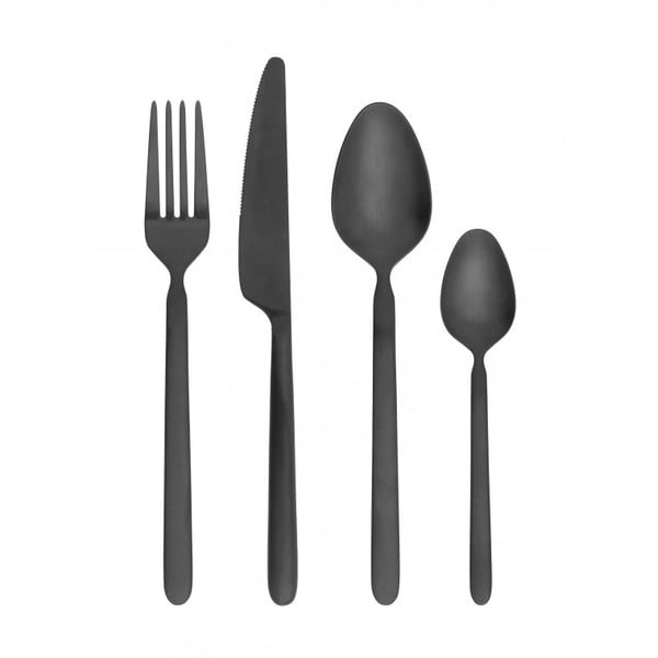 Tacâmuri negre din oțel inoxidabil 16 buc. Stella – Blomus