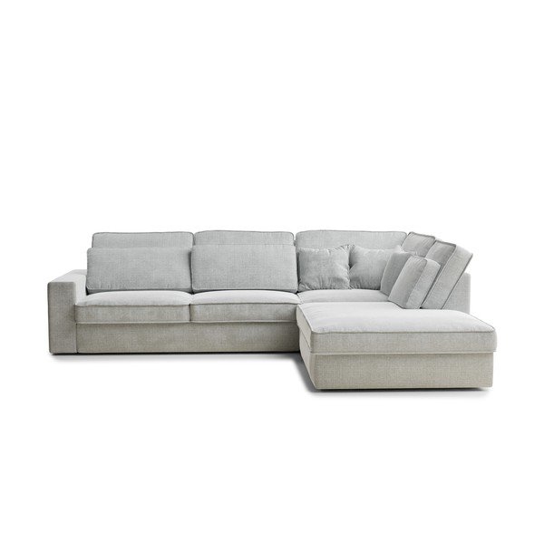 Colțar gri deschis cu tapițerie din chenille (cu colț pe partea dreaptă/în formă de ”L”) Kirou – Maison de Rêve