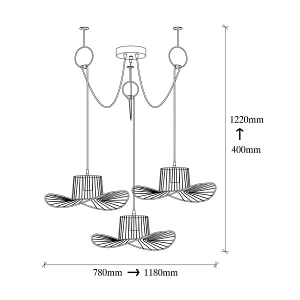 Lustră neagră cu abajur din metal ø 78 cm Tel – Opviq lights-image-3