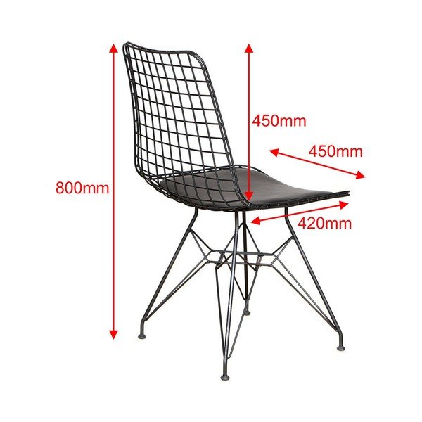Scaune de dining negre 2 buc. din metal Kafes – Kalune Design-image-2