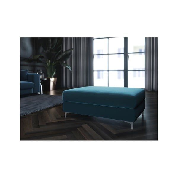 Taburet din catifea devichy Rothe, albastru închis-image-3