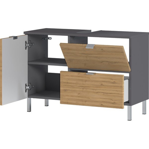 Dulap sub chiuvetă în decor de stejar Germania Mauresa, lățime 80 cm-image-3
