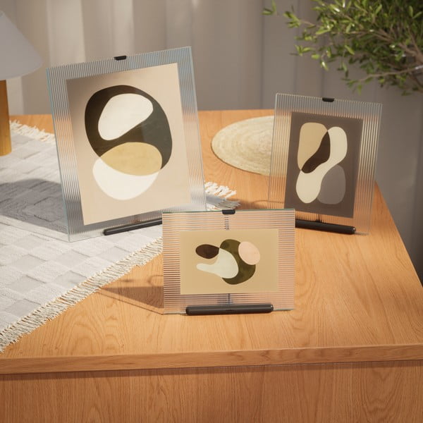 Ramă foto neagră cu picior de susținere din sticlă 16x20 cm Flute – Umbra-image-1