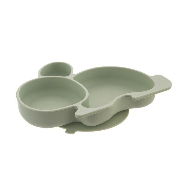 Farfurie pentru copii verde salvie din silicon 18x23 cm Bunny – Orion-image-3