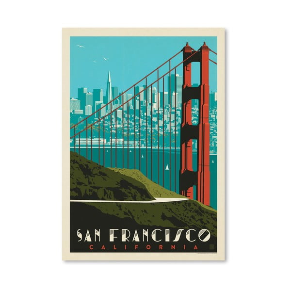 Poster Americanflat Golden Gate, 42 x 30 cm