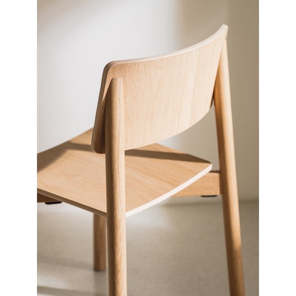 Scaun de dining în culoare naturală stivuibil cu aspect de lemn de stejar Wem – noo.ma-image-4