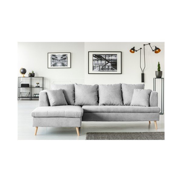 Canapea cu 4 locuri cu extensie pe partea dreaptă Cosmopolitan design Newport, gri deschis-image-3