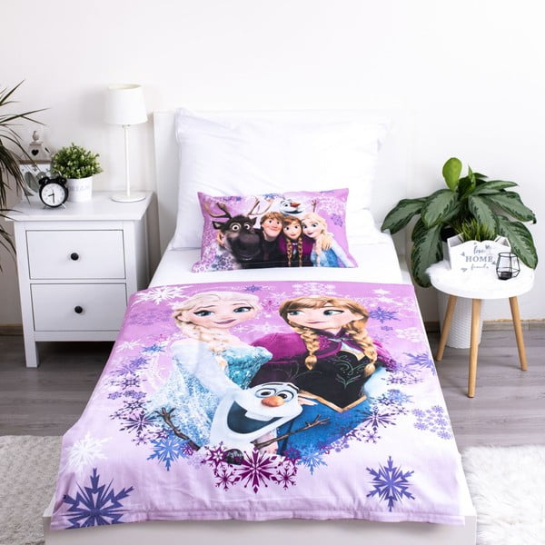 Lenjerie de pat pentru copii din bumbac pentru pătuț 100x135 cm Frozen "Purple" – Jerry Fabrics-image-2