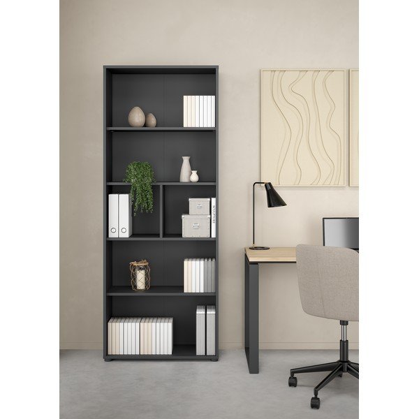 Bibliotecă gri antracit 80x205 cm Sign – Tvilum-image-1