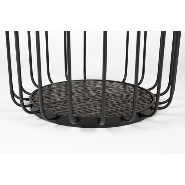 Măsuță auxiliară cu blat de sticlă White Label Lance, ø 35 cm, negru-image-3