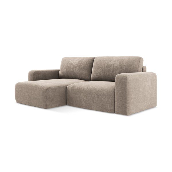 Colțar bej extensibil/cu spațiu de depozitare cu tapițerie din chenille (cu colț pe partea stângă/cu șezlong) Kona – Makamii-image-2