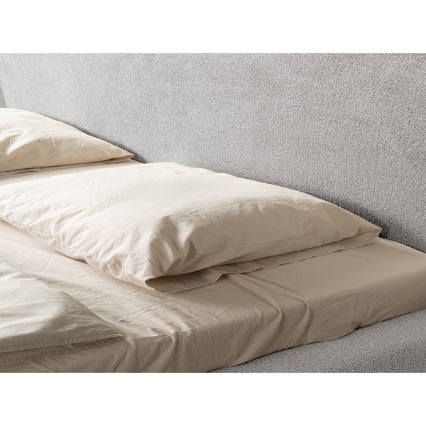 Pat matrimonial gri deschis tapițat cu somieră 180x200 cm Makana – Makamii-image-4