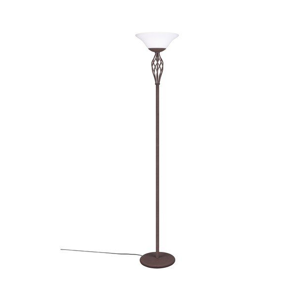 Lampadar maro închis cu abajur din sticlă (înălțime 180 cm) Rustica – Trio