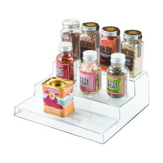Suport transparent cu 3 etaje pentru bucătărie iDesign Linus, 22 x 25,5 cm