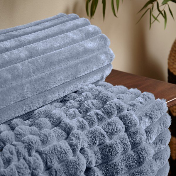 Pătură albastră din micropluș/cocolino 130x170 cm Cosy Ribbed – Catherine Lansfield-image-2