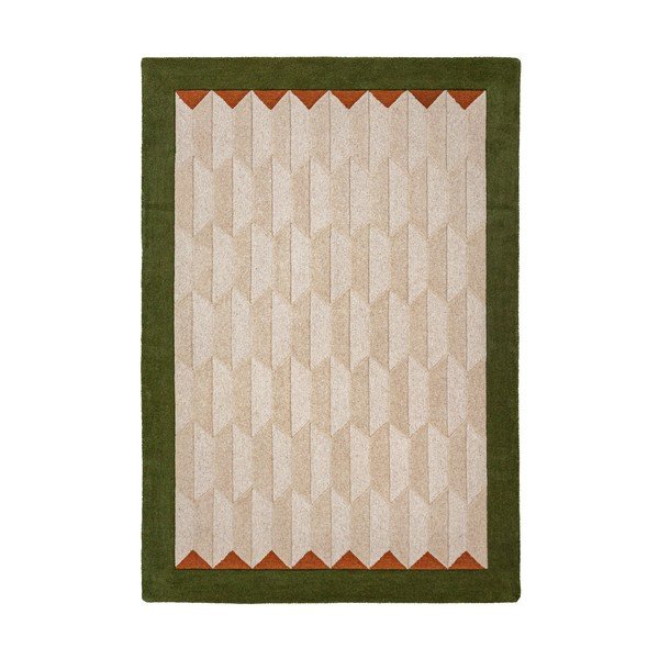 Covor verde/în culoare naturală țesut manual din lână 120x170 cm Apex Border Wool – Flair Rugs
